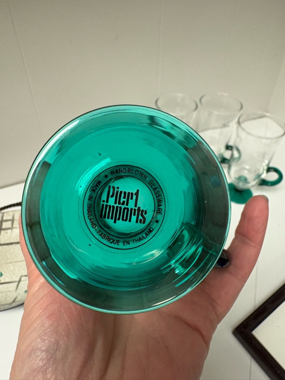 Set of 4 Vintage Pier 1 Handblown Irish Coffee Mugs 7” Tall